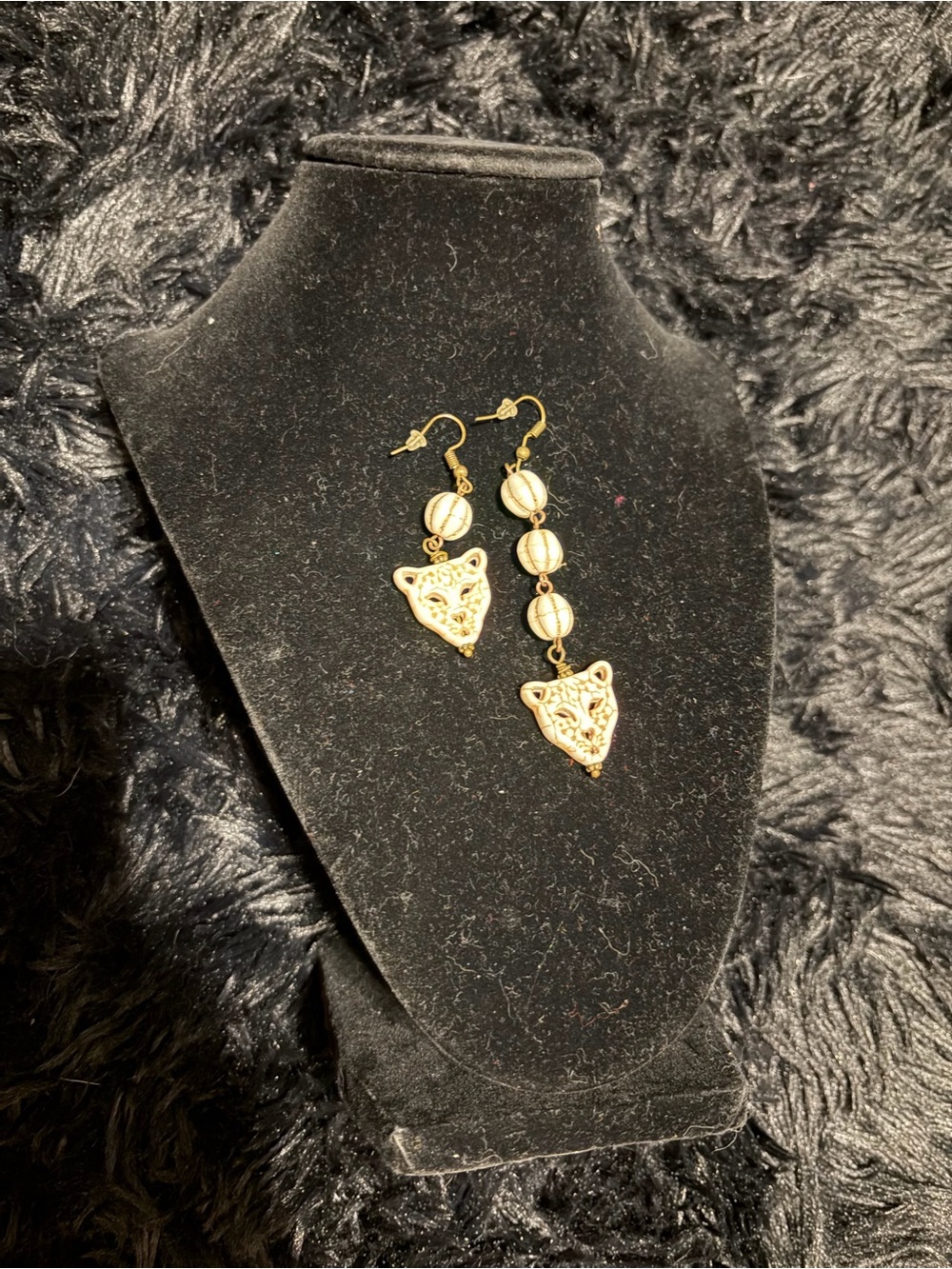 Art by Amy - Gold-tone Leopard Head Dangle Earrings - Women Jewelry